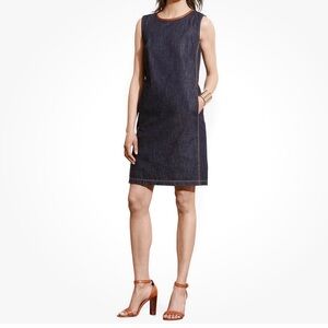 Lauren Ralph Lauren Dianva Womens Size 18W Denim Leather Trim Casual Dress